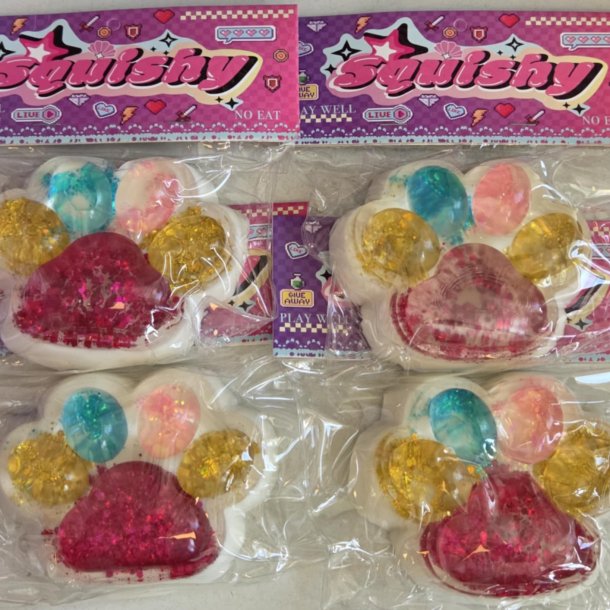 Paw Squishies – Kæmpe Dyrepote Squishy med Glitter og Stjerner (11-14 cm)