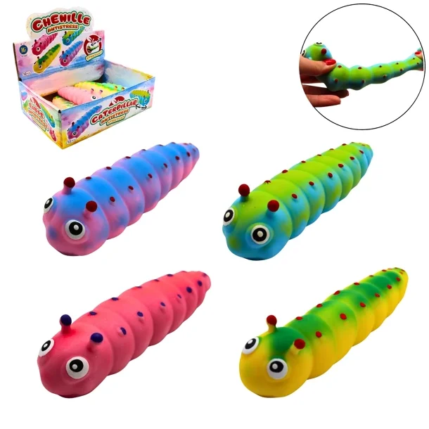 Antistress Caterpillar Stretchy 15 cm � Farverig Stretch Larve Fidget Toy