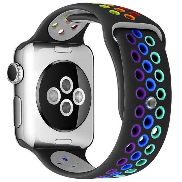 Apple Watch 2 farved rainbow Silikone 42/44/45/49- Sort