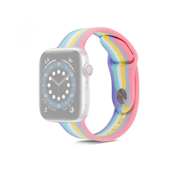 Apple Watch 2 farved rainbow Silikone 38/40/41 - Lyserd/Gul/Bl/Lilla