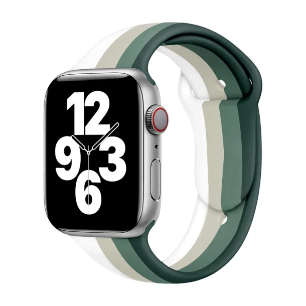 Apple Watch 2 farved rainbow Silikone 38/40/41 - Mint-Army/Hvid/Gr