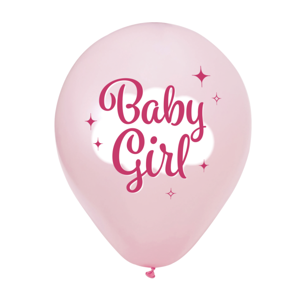 Baby Girl Balloner  8 stk 30 cm, Latex, 1-sidet print