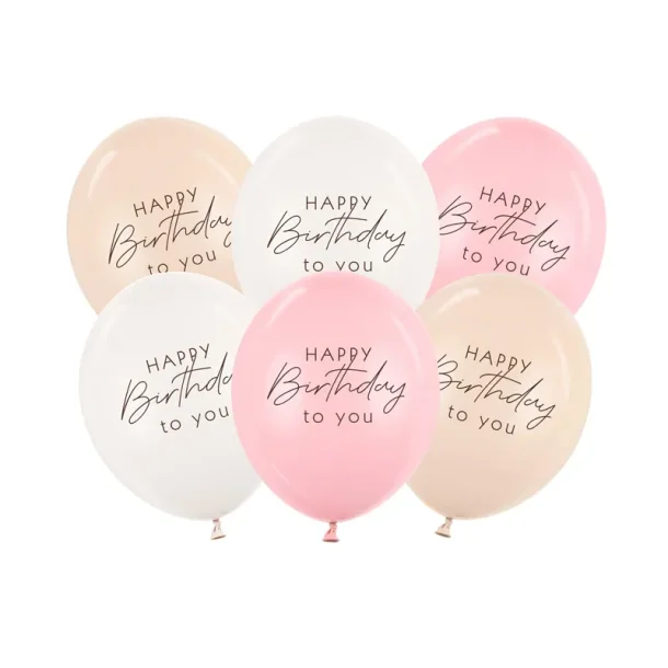 Balloner 30 cm, Happy Birthday, pink mix