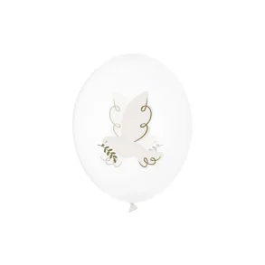 Balloons 30 cm, Dove, Crystal Clear