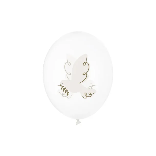 Balloons 30 cm, Dove, Crystal Clear