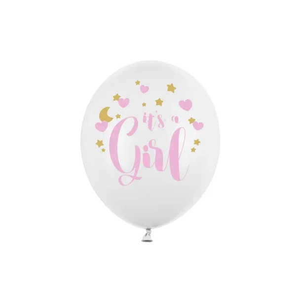 Balloons 30 cm, It's a Girl, Pastel Pure White