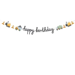 Banner  Happy Birthday Construction Vehicles 2,5 m