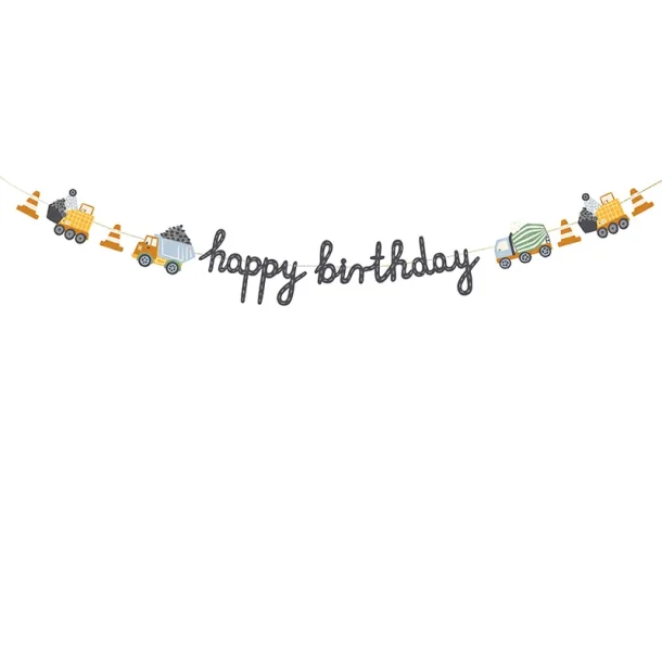 Banner  Happy Birthday Construction Vehicles 2,5 m