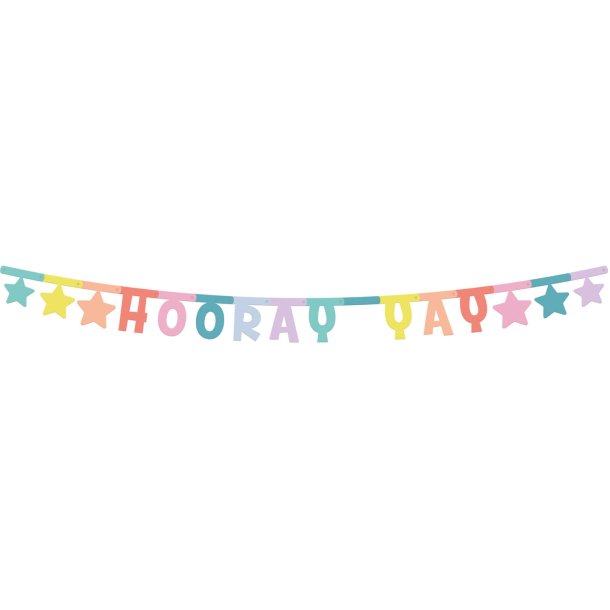 Banner 'Happy Birthday!' Pastel Skrift Og Pastel Farvet Stjerner