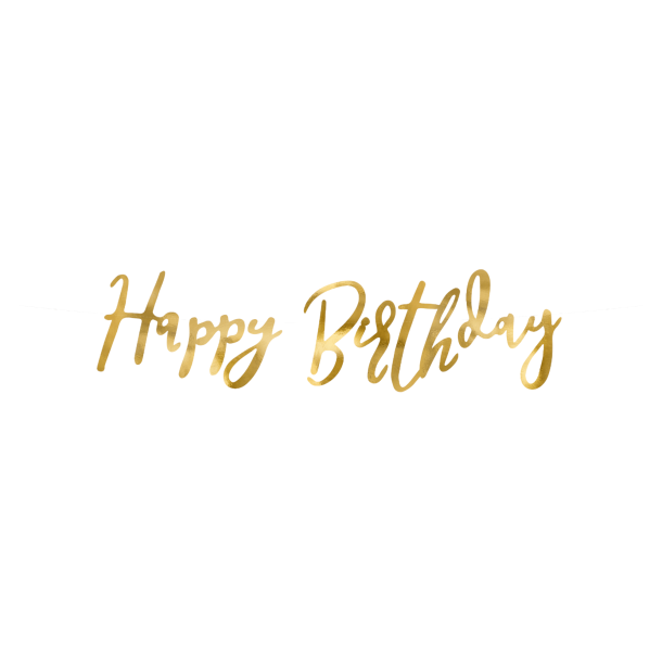 Banner 'Happy Birthday!' Guld Skrift