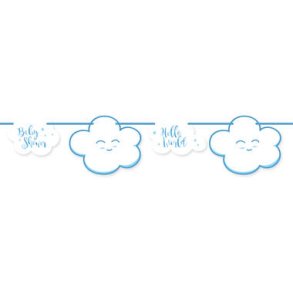 Banner 'Hello World!' Babyshower Boy 4 meter