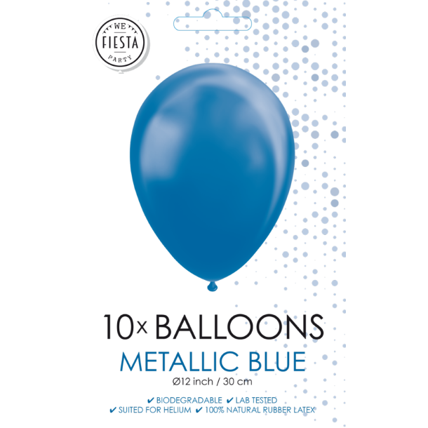 Bl� Metallic Balloner 30 cm � Premium Latex til Helium &amp; Luft (10 stk)