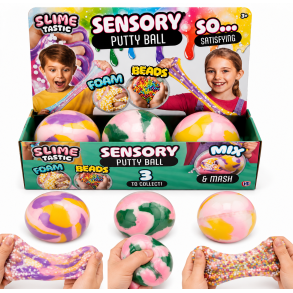 Butter Putty Ball � Sensorisk Putty Bold med Skumbeads � Assorterede Farver