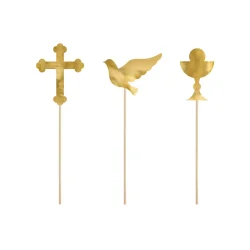 Cake Toppers � kors, due og kalk, Guld (6 stk.)