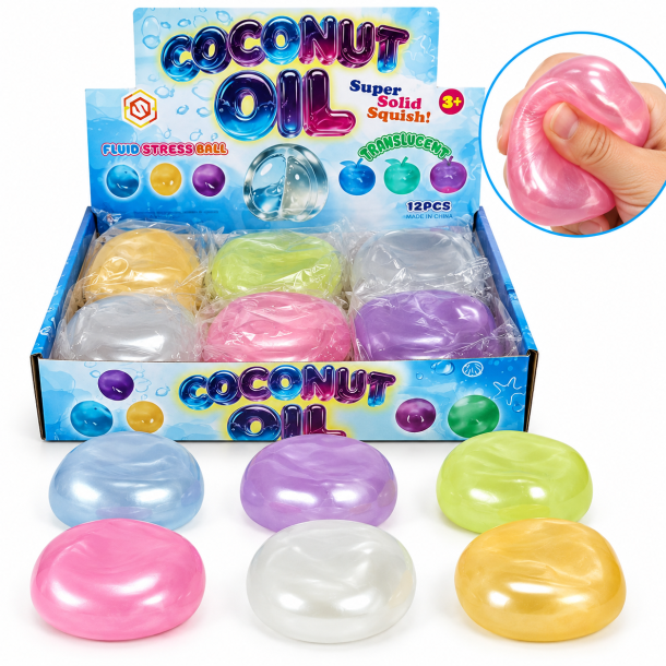 Coconut Oil Metallic Stressbold 7 cm Assorteret
