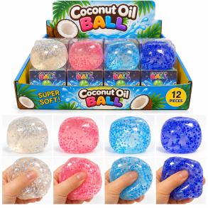 Coconut Oil Stressbold 6 cm med Stjerneglimmer Assorteret
