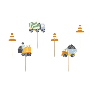 Cupcake Toppers  Construction Vehicles 7 cm, 6 stk.
