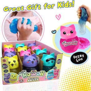 Cutie Kawaii Kitty Putty � Glitter slim i s�d kattebeholder