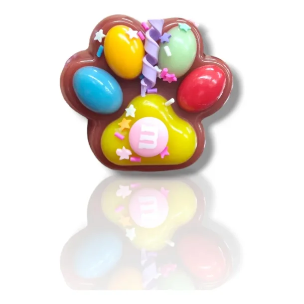 Paw Squishies kæmpe – Chokolade Dyrepote Squishy med M&M Charms og Drys