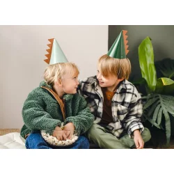 Dino Partyhatte  14 cm (6 stk., mix farver)