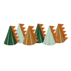 Dino Partyhatte  14 cm (6 stk., mix farver)