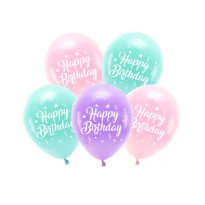 Eco Balloons 26 cm, Happy Birthday, pink