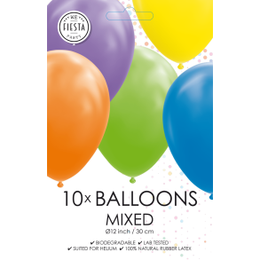 Farvemix Balloner 30 cm � Premium Latex til Helium & Luft (10 stk)