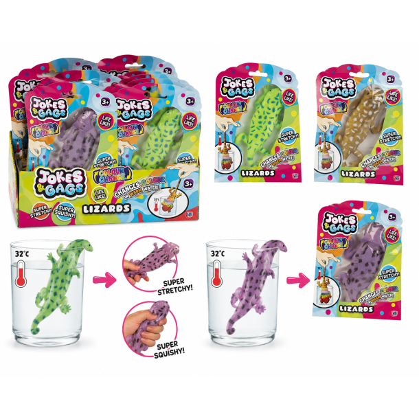 Farveskiftende Squishy Firben � Skifter Farve i Varmt Vand � Assorteret