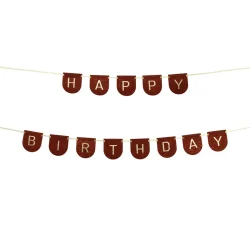 Felt Banner  Happy Birthday (brun, 3 m)