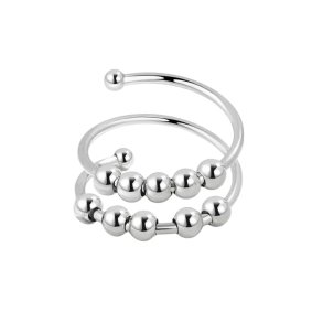 Fidget Antistress Ring - Slv - Justerbar med 10 Bevgelige Slvperler (se video)