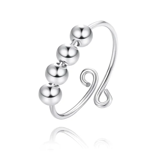Fidget Antistress Ring - Sølv - Justerbar (se video)