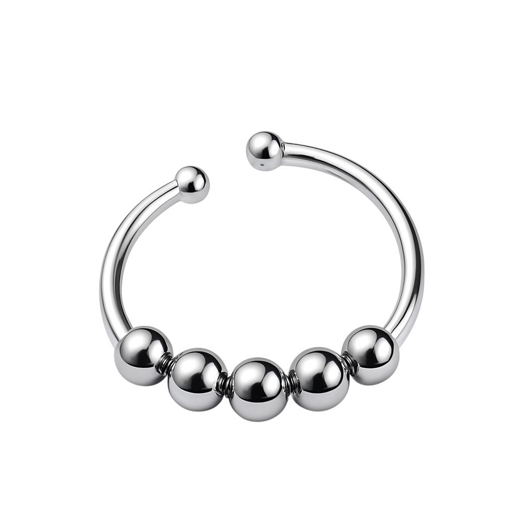 Fidget Antistress Ring – Sølvfarvet med 5 Bevægelige Perler - Anti ...