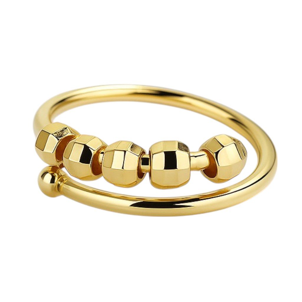 Fidget Antistress Ring i Guld – 4 Roterende Perler med Elegance og Ro ...