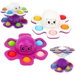 Fidget Toy: Bl�ksprutte Pop It Spinner N�glering