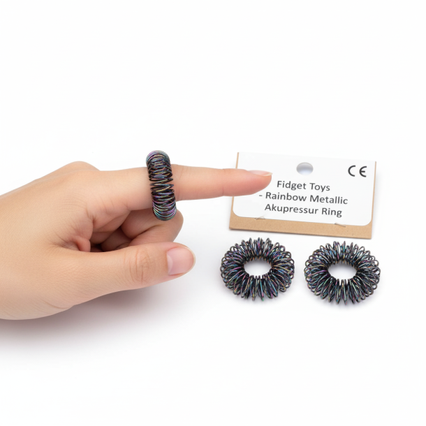Fidget Toys Akupressur Ring - Rainbow Metallic: Find Ro & Fokus i Hverdagen