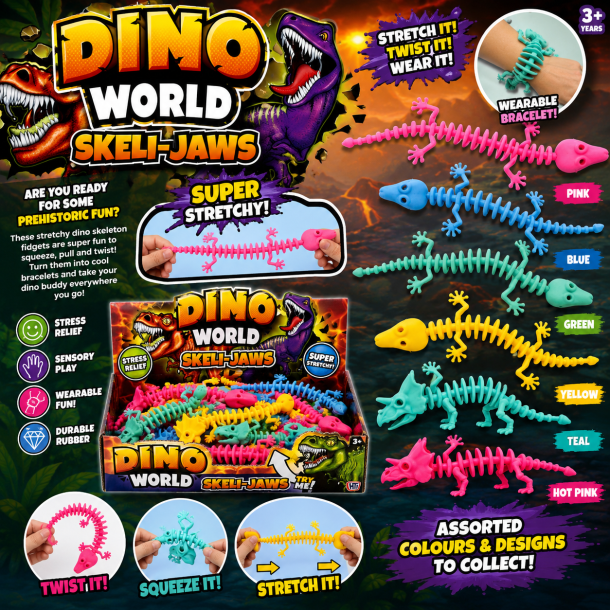 Fidget Toys: Monkey Noodles Dino Skel-Jaws Stretch Dino