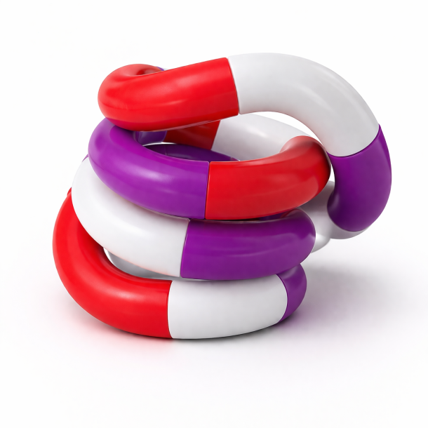 Fidget Toys: Tangles Hvid / Lilla / R�d
