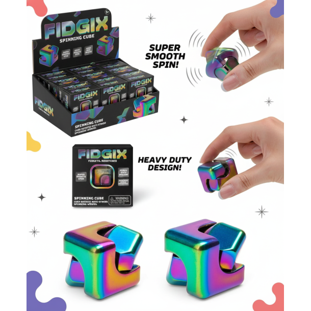 Fidgix spinning cube  metal fidget cube