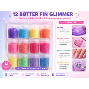 Fint Glimmer Mix � 12 B�tter Assorterede Farver