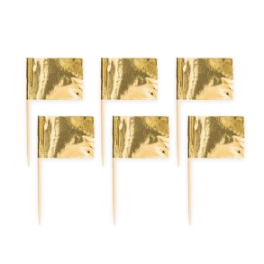Flag Sticks Guld - 50 Stk. - 6,5 cm