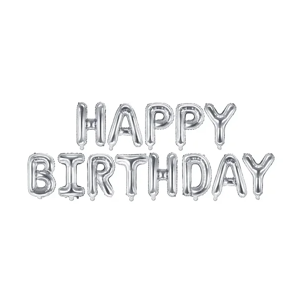 Foil Balloon Happy Birthday, 340x35 cm, s�lv