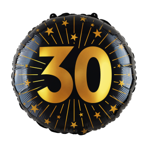 Folieballon  30 r (45 cm) guld & sorte