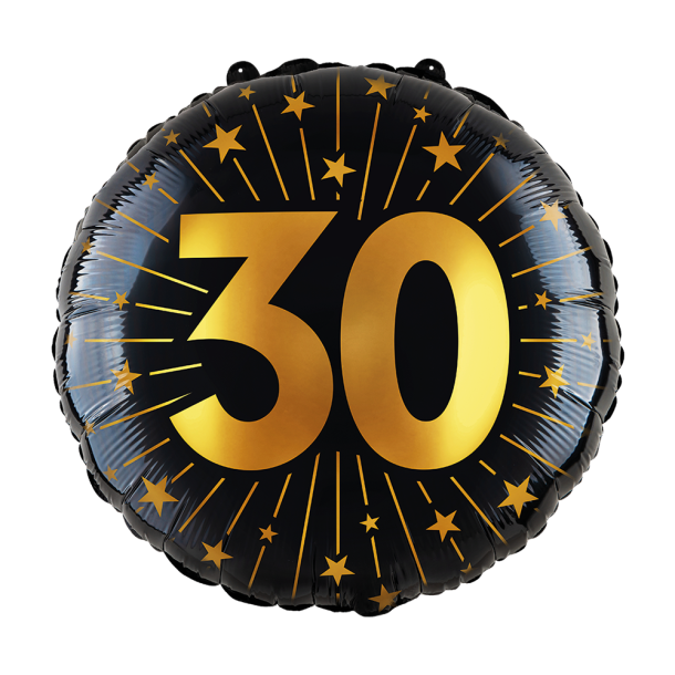 Folieballon  30 r (45 cm) guld &amp; sorte