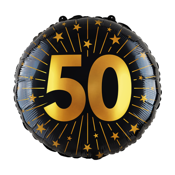 Folieballon  50 r (45 cm) guld &amp; sorte