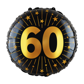 Folieballon  60 r (45 cm) guld & sorte