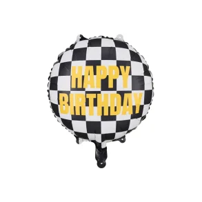 Folieballon � Checkered Flag Happy Birthday 45 cm