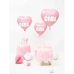 Folieballon � Hjerte �It�s a Girl�, lyser�d, 45 cm