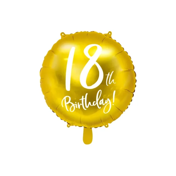 Folieballon 18th Birthday, guld, 45 cm
