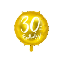 Folieballon 30th Birthday, guld, 45 cm