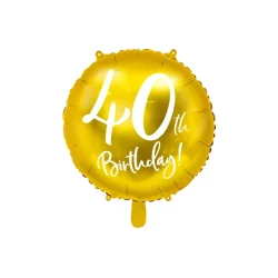 Folieballon 40th Birthday, guld, 45 cm